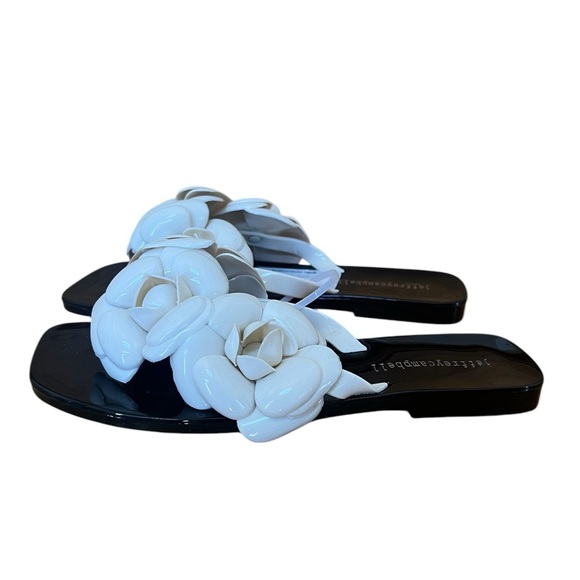 Jeffrey Campbell Black and White Sandals with Floral Strap Design - Picture 6 of 8
